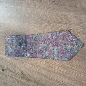 Vintage Feraud Floral Watercolor Print Italian Silk Tie